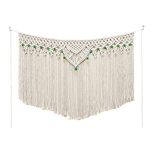 Tapisserie tissée main en coton beige pour décor de chambre cosy