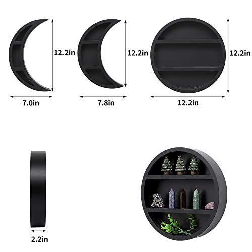 Jcld&Yo9 Moon Phase Shelf Set Black Moon Shelf Crescent Floating Shelves,Bed Sofa Wall Decor Storage Rack,Office Decorative 5 Pieces Gift #TOP2