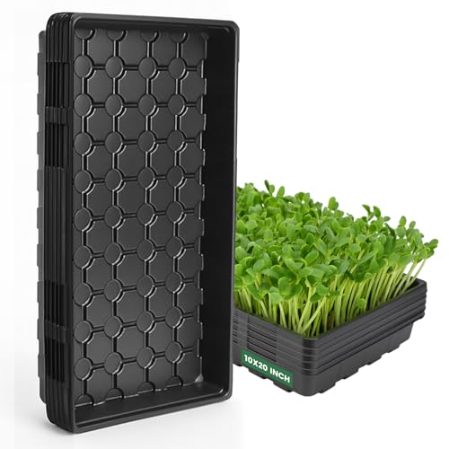 MIXC 10 Pack 1020 Seed Starter Trays, Extra Thick Heavy Duty Trays - No Holes, No Leak, Reusable Propagation Flats for Microgreens, Seedlings, Plant Germination, Fodder and Transplant
