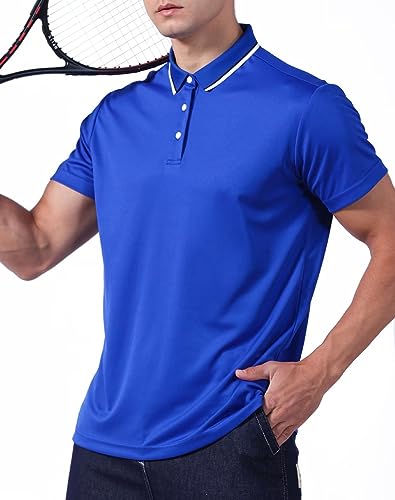 Oygsieg 5 Pack Polo Shirts For Men Quick Dry Performance Short Sleeve Golf Shirt Pique Jersey Pullover Regular Fit L #TOP3