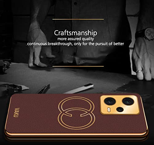 Image of Vaku Luxos Skylar Back Cover Case for Xiaomi Redmi Note 12 5G with Leather Pattern Design Gold Electroplated Soft TPU Cover| Shockproof Protective Case - Brown
