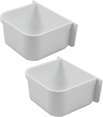 A&H Tool & Die Comedero de repuesto para jaula de loros (paquete de dos, blanco, moderno, interior)