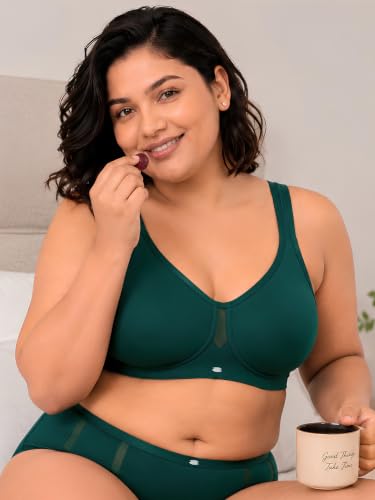 Image of SOIE Women's Full Coverage Minimizer Bra|Non Padded, Non Wired,Nylon Spandex |Broad Cushioned Straps,High Side Coverage & Side Support