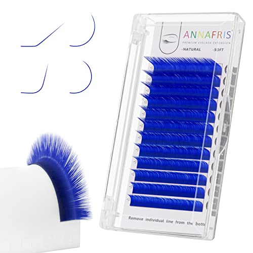 ANNAFRIS Colored Eyelash Extension Classic Blue 0.07 C Curl 8-15mm Mix Colorful Single Lash Extension Individual Salon Supplies Color Lash Professional (Classic Blue,0.07 C 8-15mm Mix)
