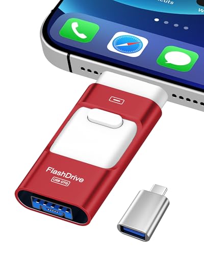 ZARMST Cle USB 256 Go, Clé USB 4 en 1 pour iOS/Pad/Android/Type C/PC, Cle USB C 3.0 Flash Drive Transfert Rapide, Clef Mémoire Externe pour Stockage Photos,...