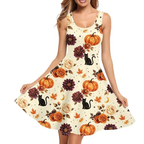 Image of TOADDITDO Womens Summer Sleeveless Tank Dress with 2 Side Pockets XS-4XL Plus Size