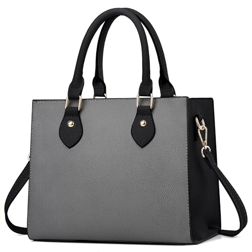 Image of CHICAROUSAL Crossbody Purses and Handbags for Women PU Leather Tote Top Handle Satchel Shoulder Bags (Liz Grey - Black)