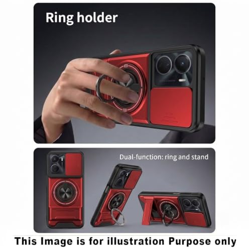 BINKSON Armor Camera Slider Back Case for Vivo Y16 Red - Image 4