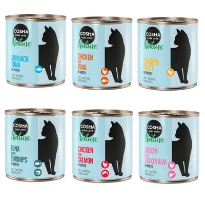 Cosma Nature 6 x 280 g | Katzenfutter nass | Mixpaket 1 (6 Sorten)