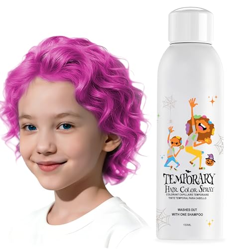 Amzsudy Pink Temporary Hair Color Spray for Women Men - Instant & Washable Silver Hair Dye for Teens - Quick Styling for Halloween Cosplay Costume Party Christmas - 150ml