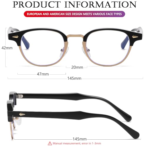 Image of AIEYEZO Retro Blue Light Glasses for Men Women 90s Classic Semi-Rimless Eyeglasses Fashion Cumputer Gaming Glasses