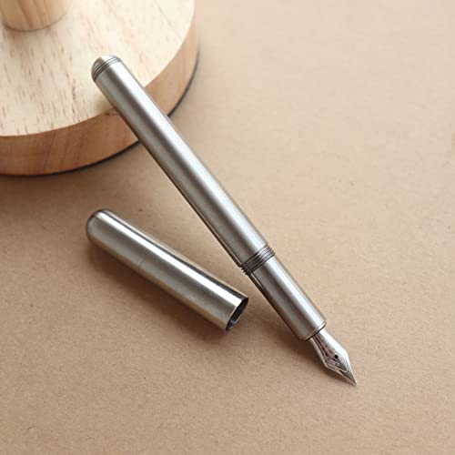 Duffire Titanium Fountain Pen With Clip, Ink Refillable Office Writting Pen For Men And Women, Edc Handcrafted Signature Pens, Silver, (P57-2) #TOP5