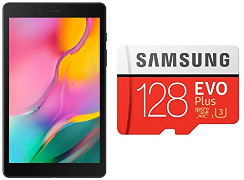 Image of Samsung Galaxy Tab A 8.0 (Black, 2GB RAM, 32GB Storage) WiFi + 4G + Samsung EVO Plus 128GB microSDXC UHS-I U3 100MB /s Full HD & 4K UHD Memory Card with Adapter