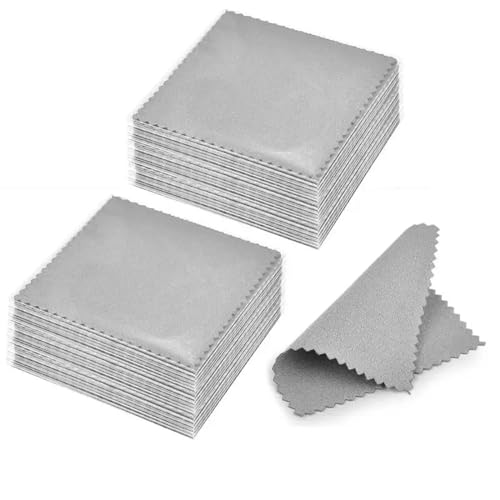 UALXPAO Paño for pulir Plata, Limpieza de Joyas, antideslustre, paño de Limpieza Suave Reutilizable, Mantiene Las Joyas Brillantes, Herramientas de 8x8cm para Joyas, Piezas Decorativas(Grey-100pcs)