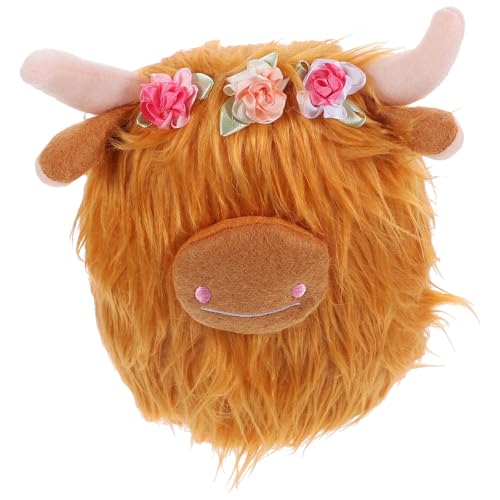 LALADEFIEE Muñeco de Peluche de Ganado Pequeño Amarillo Juguete de Peluche Realista de Vaca para Decoración Suave y Resistente para Habitación Infantil Animales de Granja