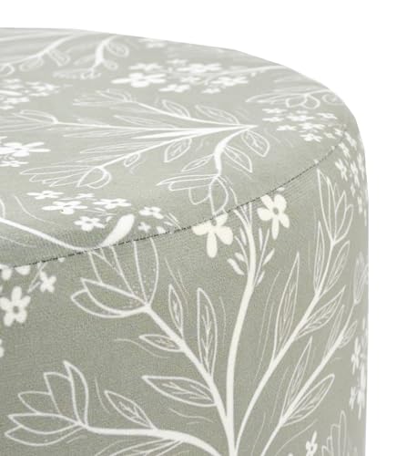 Image of NACIA Printed Ottoman Stool Set of 2 | Soft Cushioned Velvet Pouf Footrest with Wooden Legs | Decorative Seating Stool for Bedroom Living Room Home & Office (16x16x17 Inch, Green Leaf)