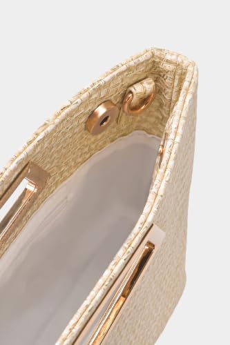 Image of Coucoland Women's PU Leather Clutch Purse with Metallic Geo Top Handle