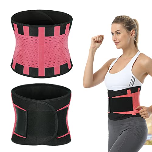 Ceinture d'entraînement pour femme - Ceinture de soutien dorsal réglable - Ceinture amincissante pour perte de poids, rose, L Cover
