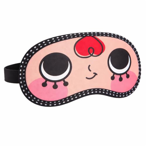 Image of Jenna Polyester Cute Sleeping Eye Shade Mask Cover For Insomnia, Meditation, Puffy Eyes And Dark Circles Black With Gel (RedHair Gel)