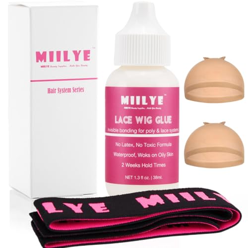 MIILYE Lace Wig Glue - Strong Hold Waterproof & Sweat Proof Bonding Adhesive for Lace Wigs White