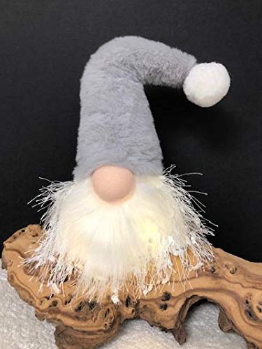 Image of Light-Up Sitting Plush Nordic Santa Gonk Scandi Christmas Decoration -Glo-Kert – Grey & White