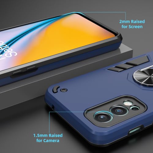 Image of Armor OnePlus Nord2 5G Defender Case | Rotating Ring Holder & Kickstand in-Built | Military Grade Armor | 360 Degree Protection Back Cover for OnePlus Nord2 5G (Blue)