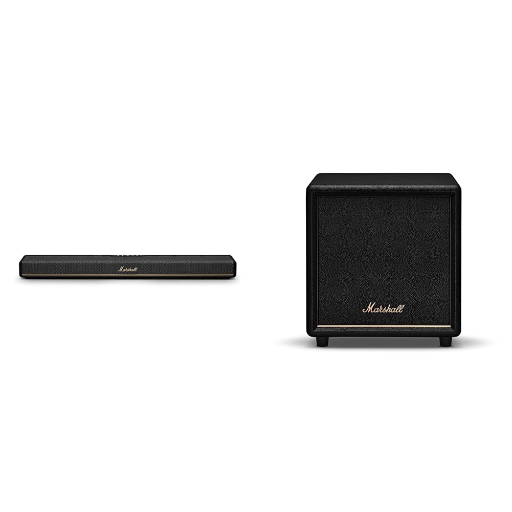 Marshall Heston 60 Soundbar with SUB 200 Wireless Subwoofer Bundle – Dolby Atmos, DTS:X, Bluetooth LE Audio, WiFi, AirPlay 2, Google Cast