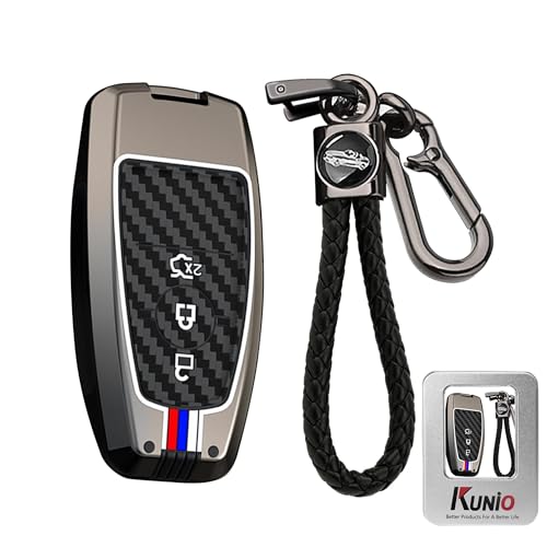 Coque de clé Ford à 3 boutons protectrice et lumineuse aspect carbone