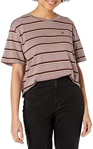 Volcom Women's Party Pack Short Sleeve Striped Tee, Raisin, Medium