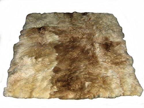 Alpacaandmore Natur-Fell-Shop - Alfombra de pelo de alpaca (200 x 180 cm), color marrón y blanco Cover
