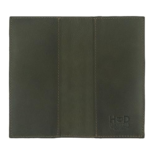 Image of Hide & Drink, Checkbook Cover, Minimalist Organizer for Personal or Business Finances, Bill Holder, Full Grain Leather, Handmade, Dark Jade