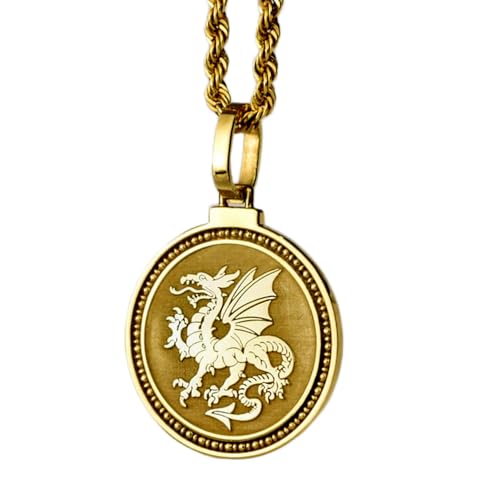 Collier sept archanges en argent 925 LKBEADS pendentif rond plaqué or avec chaîne 45 cm