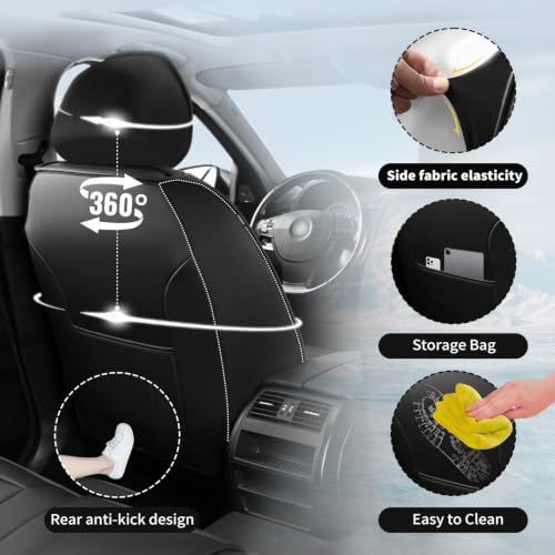 Image of Fit Outback Car Seat Covers Compatible with Subaru Outback 2010-2025 2026 - Premium Breathable Leather,Airbag Compatible,Waterproof All-Weather Seat Cushion Protector, Full Set All Black