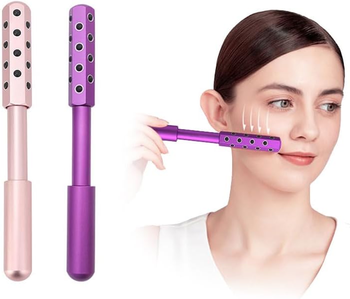 24-Stone Germanium Facial Roller – Cooling Face & Eye Massager for Lifting, Sculpting, De-Puffing, Neck & Jawline, Anti-Aging Skincare Tool