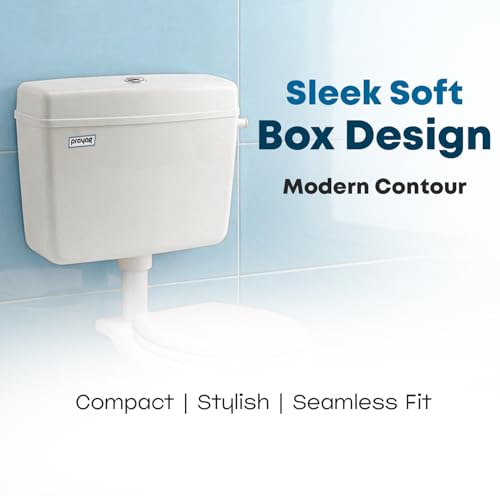 Image of Prayag Duo Flush 10 Litre PTMT Toilet Cistern for Indian & Western WC Wall Mounted Flush Tank with Dual Push Button Water Saving Leak Proof Bathroom Flush System with Complete Fittings (White)