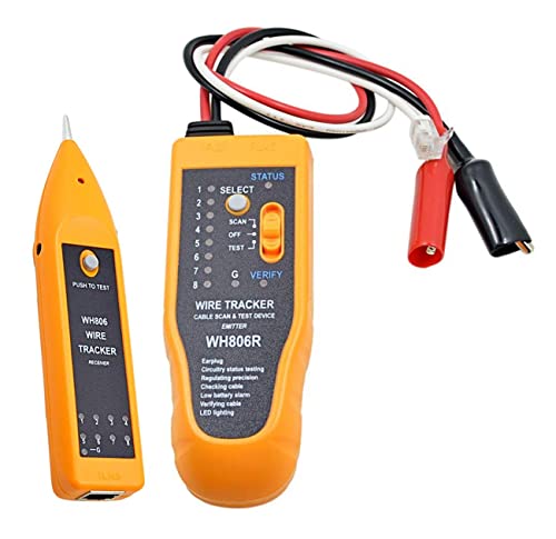 Image of iMBAPrice WH806R Network Cable Tester & Wire Tracker | RJ45 RJ11 Tone Generator, Cable Tracer with Probe & Earphone, Line Finder, Cat5 Cat5e Cat6 Ethernet LAN and Telephone Cables