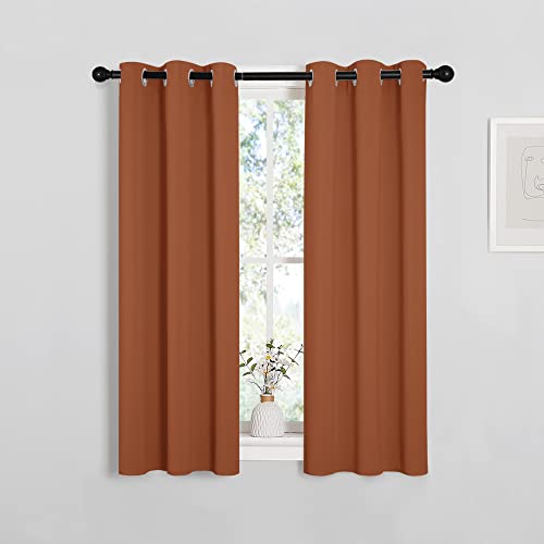 Image of NICETOWN Burnt Orange Window Curtains Blackout Drapes, 1 Pair, 29 by 40 inches, Thermal Insulated Solid Grommet Blackout Curtains /Draperies for Cafe