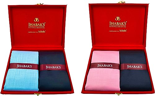 Image of JHABAK'S Unstitched Premium Cotton Blend Solid Shirt & Trouser Fabric - 2.25m Shirt Cloth - 1.30m Pant Piece (Pack of 2)