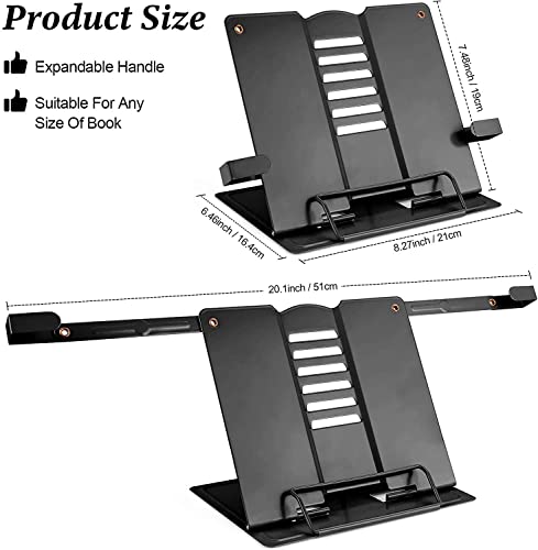 Image of VOLO Book Stand - Adjustable Foldable Metal Book Stand Holder, Stable Hands Free Reading, Portable Desktop Book Holder for Cookbooks Textbooks Sheet Music | Black