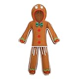 yolsun Children Gingerbread Man Costume Christmas Outfit Funny Cosplay Hooded Clothes(6-7 Years,Brown)