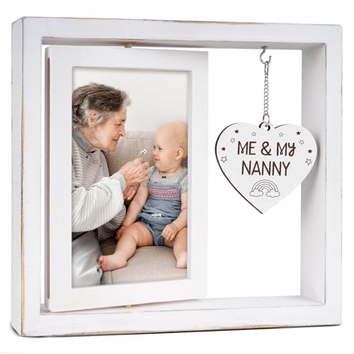 Image of Nanny Gifts, Nanny Birthday Gifts - Photo Frame for Nanny & Me Gift, Nanny Gift from Grandchildren, Thanksgiving Christmas Presents for Nanny, Rotating Picture Frame 4''×6''