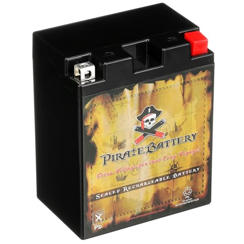 Image of Pirate Battery 14AHL-BS Maintenance-Free, 210CCA, 12V 14Ah Battery Replacement for ATV, Motorcycle, Jet Skis, Scooter, UTV, and More - Nut and Bolt (T3) Terminal