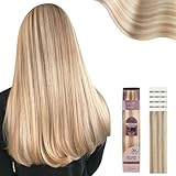 YGP Tape in Hair Extensions Human Hair 18 inch 50g 20 Pcs Balayage Caramel Blonde to Bleach Blonde Tape in Extensions Highlights Tape Hair Extensions