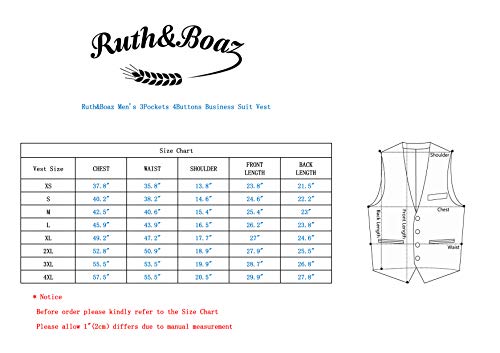Ruth&Boaz Men's 3Pockets 4Button Business Suit Vest (Medium, Grey) #TOP6