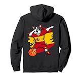Diseño de bandera española de baloncesto para cualquier fanático del baloncesto de España. Divertido traje de bailarina de perro dabbing para los amantes del baloncesto de España tiene un bulldog dabbing con una camiseta deportiva de la bandera de España haciendo baile de hip hop dab