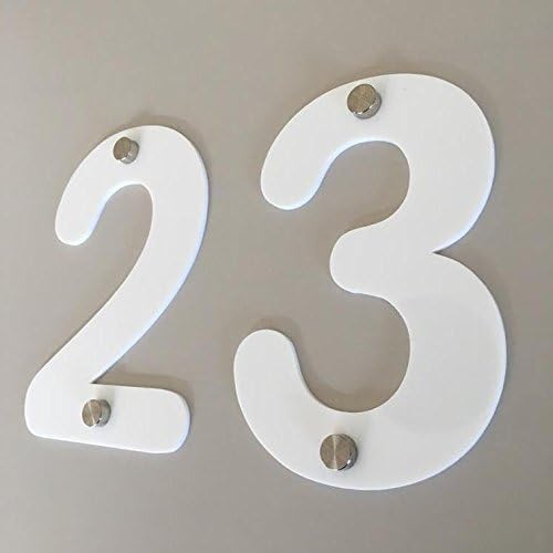 Super Cool Creations White Gloss Drilled Finish House Numbers - Rounded, 25cm