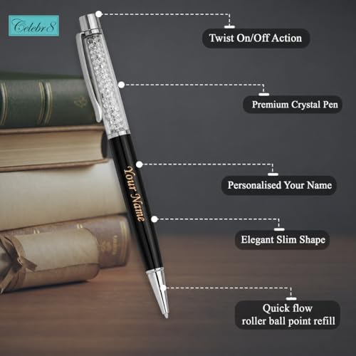 Image of Celebr8 Personalized Card Holder & Pen Gift Set | Custom Name Engraved RFID Visiting Card Holder Wallet with Stylish Pen | Premium Corporate Gift for Men | Gift for Dad, Husband & Father