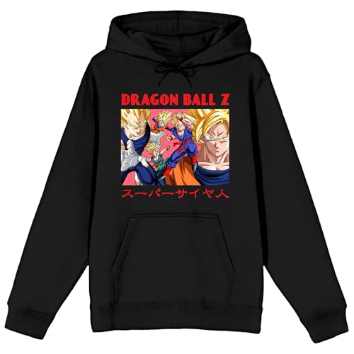 Bioworld Dragon Ball Z Super Saiyan Characters Adult Black Long Sleeve Hooded Sweatshirt