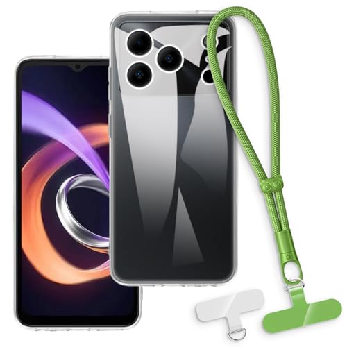 OAGELIM 2-in-1�ی�P�[�X�ƃ��X�g�X�g���b�v Doogee Note 56 �Ƃ̌݊������� ���O���\�ȃ��j���[�h�t���d�b�J�o�[�A����~�ߕ����h�~�O���b�v�n���h�� (�N���A + �O���[��)