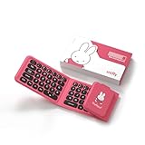 Miffy Triple-Fold Bluetooth Keyboard - Magnetic Fold Design with Integrated Touchpad & Numeric Keypad, Bluetooth 5.0 (3 Devices), Rechargeable 5.6mm Slim, Premium Leather - Pink